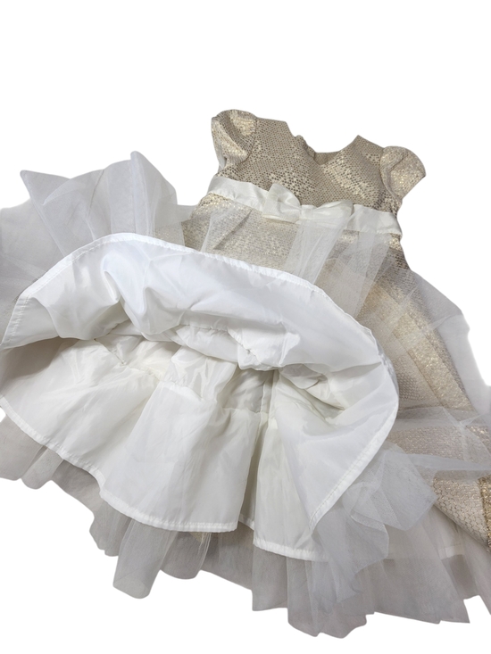 Gymboree Girls 5T Metallic Gold Sparkle Pleated Tulle Bow Holiday Party Dress - Picture 5 of 7